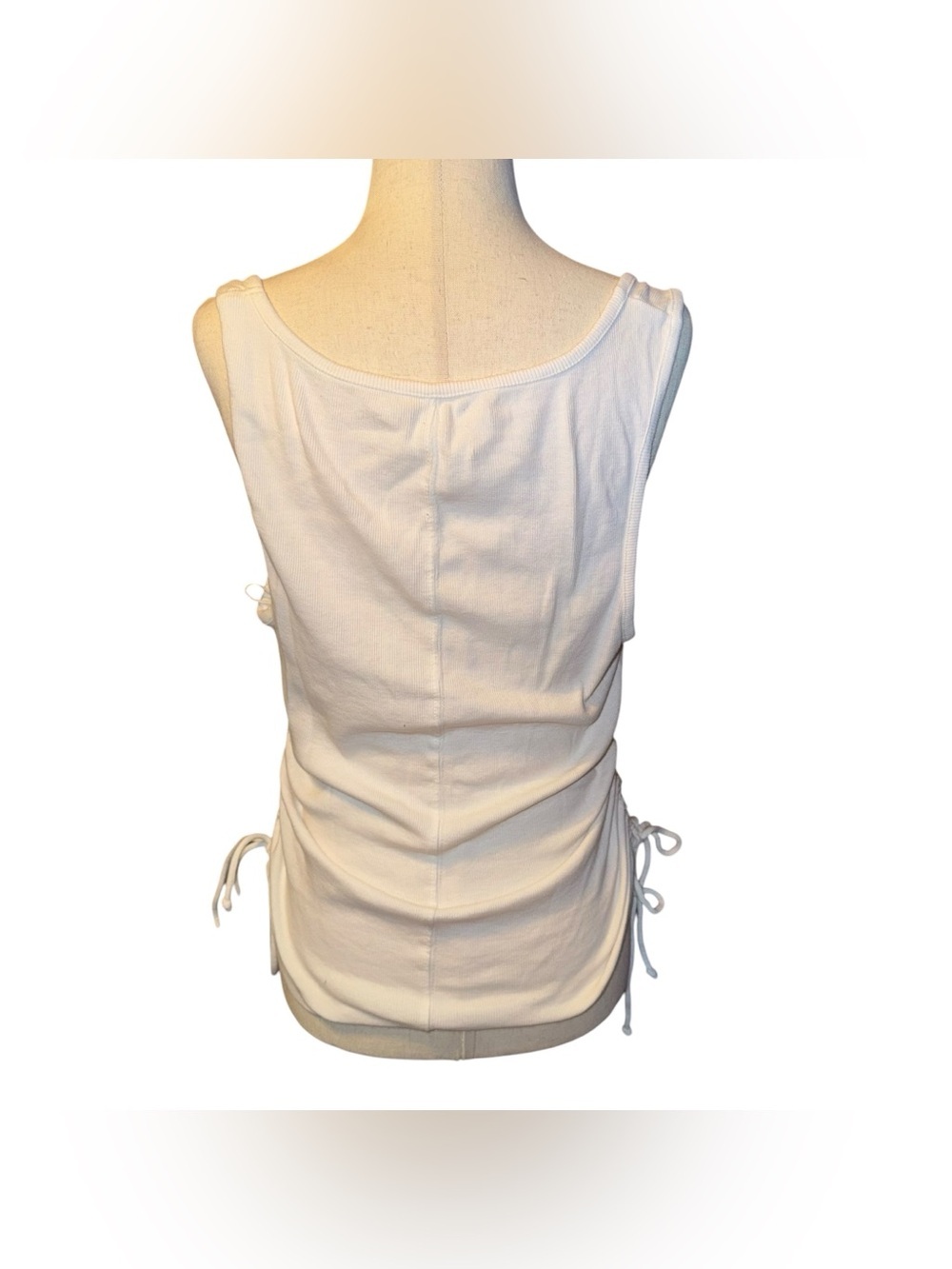 ANTHROPOLOGIE PILCRO Square Neck Ribbed Ruched Tank Top White Size Medium - Picture 8 of 14